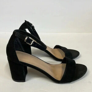 C & M Black Open Toe Ankle Strap Sandals